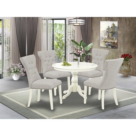 East West Furniture 5 Piece Hartland Dining Table Set - Linen White HBGA5-LWH-35